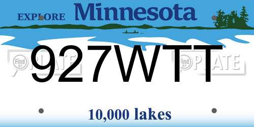 927WTT Minnesota License Plate