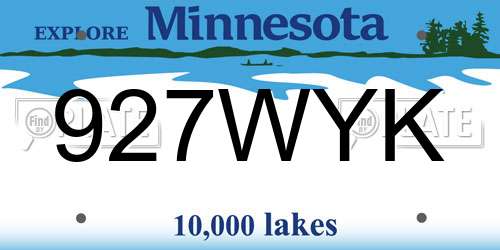 927WYK Minnesota License Plate