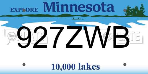 927ZWB Minnesota License Plate