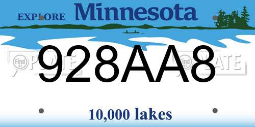 928AA8 Minnesota License Plate
