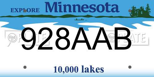 928AAB Minnesota License Plate