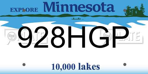 928HGP Minnesota License Plate