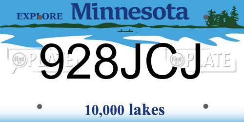 928JCJ Minnesota License Plate