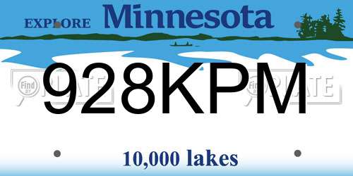 928KPM Minnesota License Plate