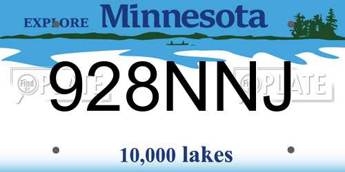 928NNJ Minnesota License Plate