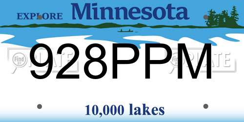 928PPM Minnesota License Plate