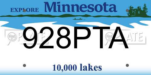 928PTA Minnesota License Plate