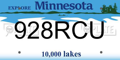 928RCU Minnesota License Plate