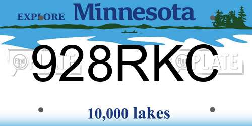 928RKC Minnesota License Plate