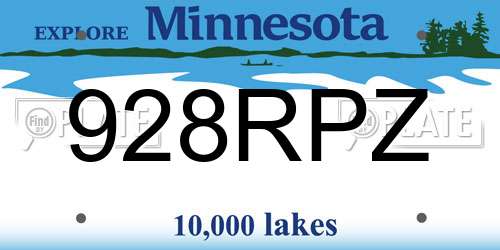 928RPZ Minnesota License Plate
