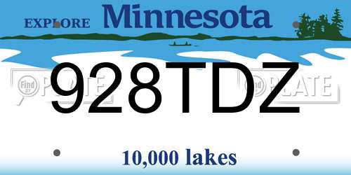 928TDZ Minnesota License Plate