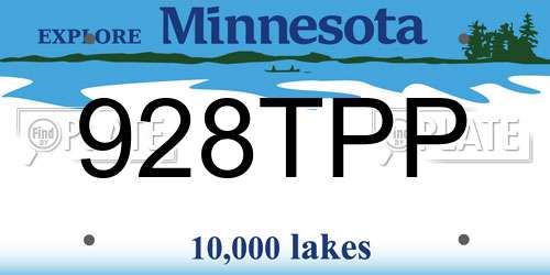 928TPP Minnesota License Plate