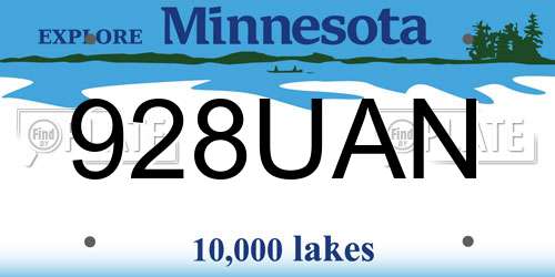 928UAN Minnesota License Plate