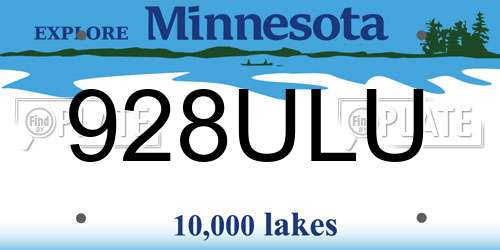 928ULU Minnesota License Plate