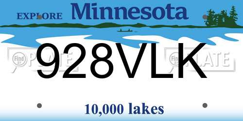 928VLK Minnesota License Plate