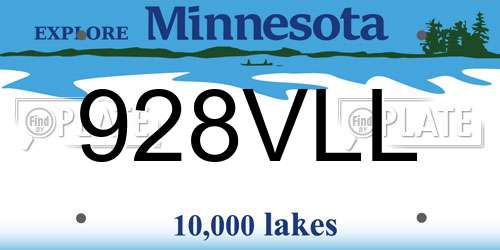 928VLL Minnesota License Plate