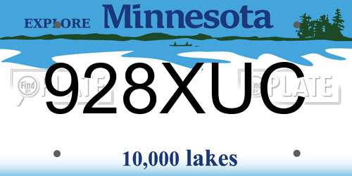 928XUC Minnesota License Plate