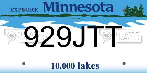 929JTT Minnesota License Plate