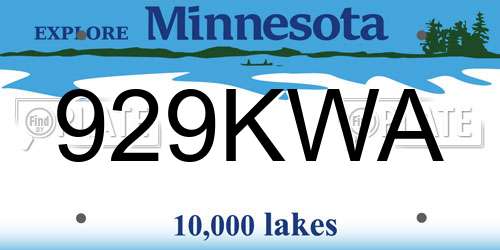 929KWA Minnesota License Plate