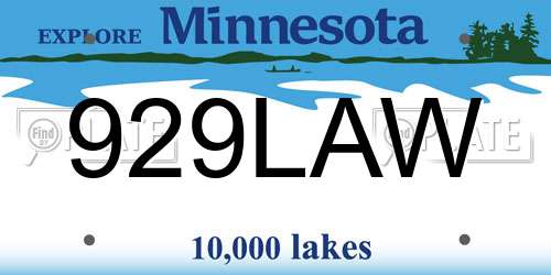 929LAW Minnesota License Plate