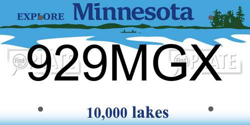 929MGX Minnesota License Plate