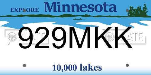 929MKK Minnesota License Plate