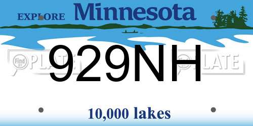 929NH Minnesota License Plate