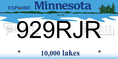 929RJR Minnesota License Plate