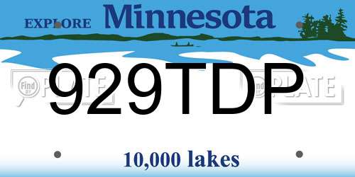 929TDP Minnesota License Plate