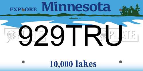 929TRU Minnesota License Plate