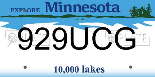 929UCG Minnesota License Plate