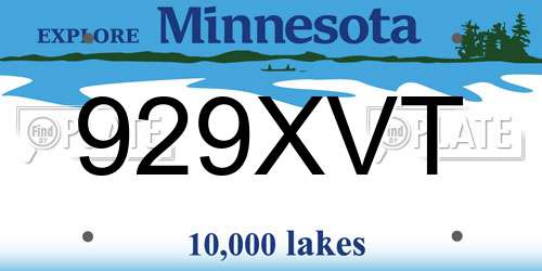 929XVT Minnesota License Plate