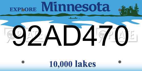 92AD470 Minnesota License Plate