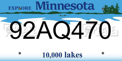92AQ470 Minnesota License Plate