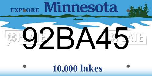 92BA45 Minnesota License Plate