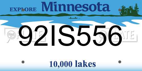 92IS556 Minnesota License Plate