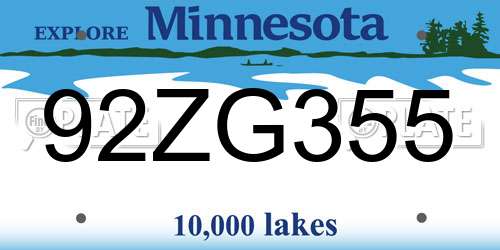92ZG355 Minnesota License Plate