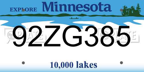 92ZG385 Minnesota License Plate