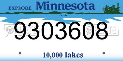 9303608 Minnesota License Plate