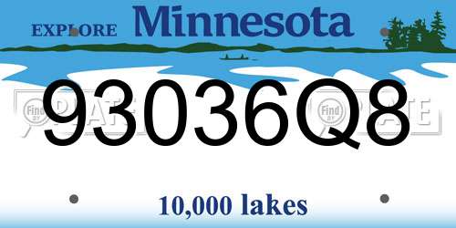 93036Q8 Minnesota License Plate
