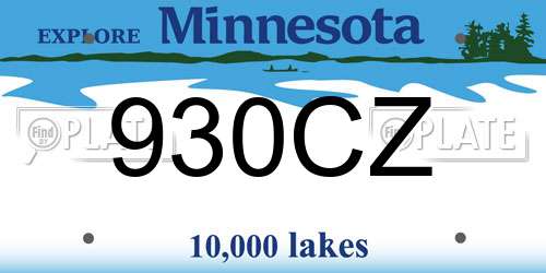 930CZ Minnesota License Plate