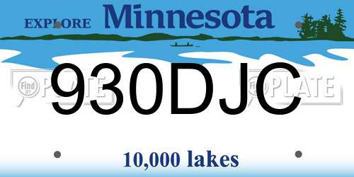 930DJC Minnesota License Plate