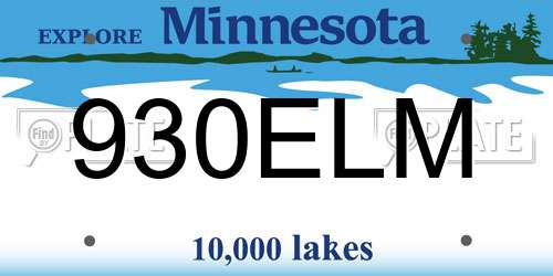 930ELM Minnesota License Plate