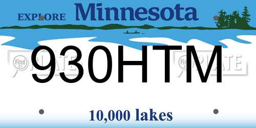 930HTM Minnesota License Plate