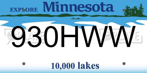 930HWW Minnesota License Plate