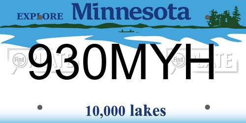 930MYH Minnesota License Plate