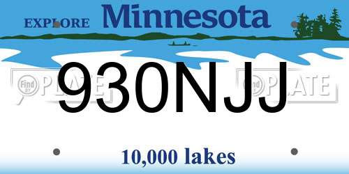930NJJ Minnesota License Plate