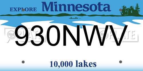 930NWV Minnesota License Plate