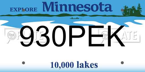 930PEK Minnesota License Plate