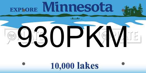 930PKM Minnesota License Plate